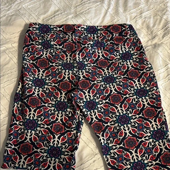 Old Navy Pixie Navy, Red & Teal Floral Pants - Picture 2 of 4